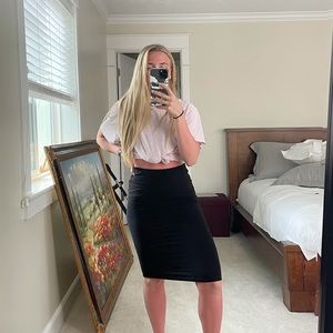 Black Cotton, Stretchy Pencil Skirt